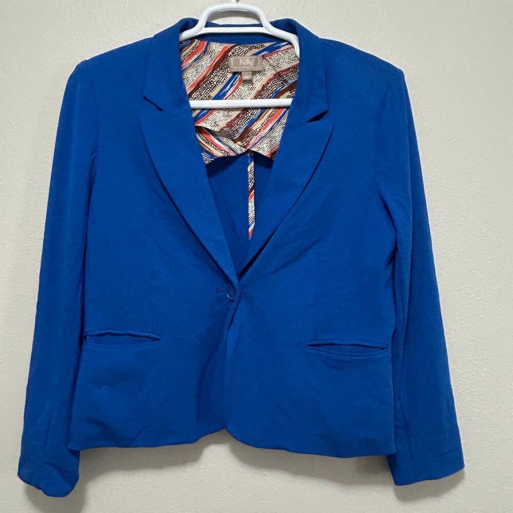 Kelly by Clinton Royal Blue Blazer Jacket Womens Size L Cotton Blend
